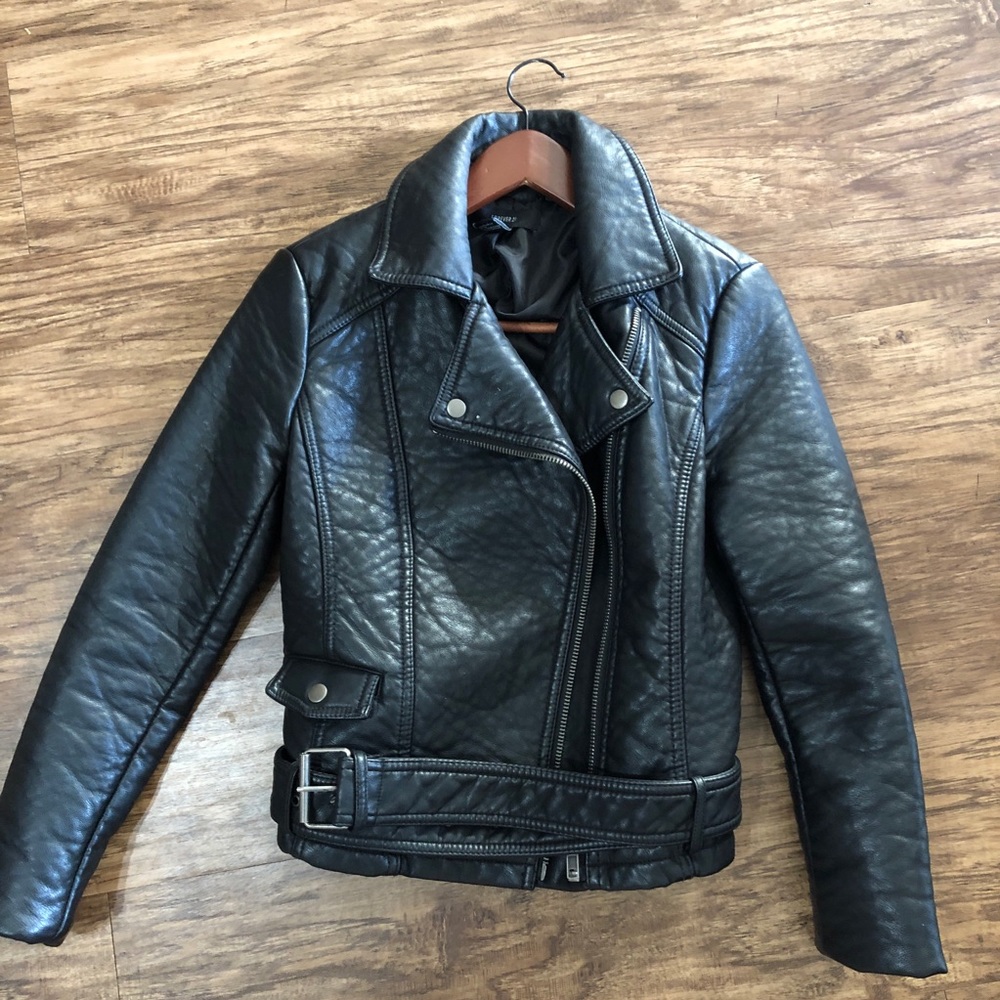 EUC Biker Jacket faux leather motorcycle jacket